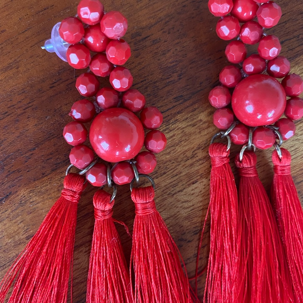 Red Tassel Earrings